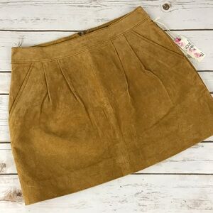 Suede Dark Mustard Mini Skirt
